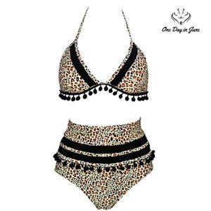 Cocoship High Waist Halter Tassel Bikini Swimsuit